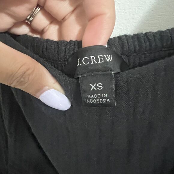 J Crew Dress Womens XS Black Square Neck Long Sleeve Gauze Casual Flowy Mini - Picture 4 of 9